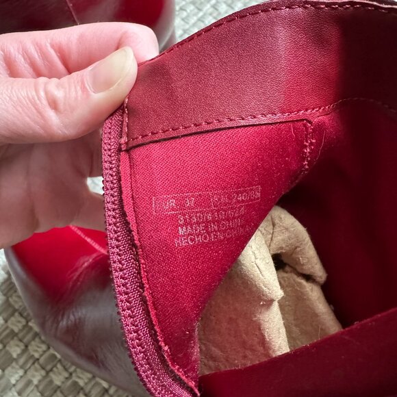 Zara Leather Ankle Boots Burgundy Red - Picture 4 of 8